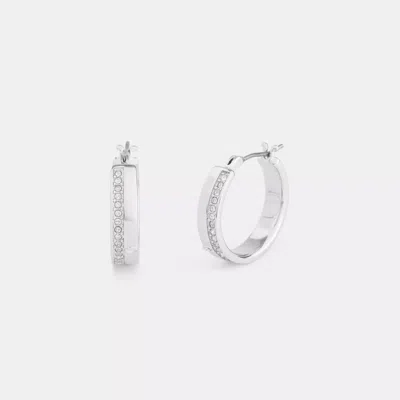 Coach Outlet Pavé Hoop Earrings In Silver