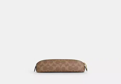 Coach Outlet Pencil Case In Signature Canvas In Brown
