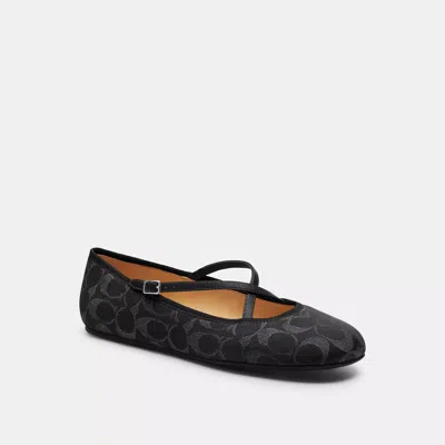 Coach Outlet Phoebe Ballet Flat In Signature Denim In Black