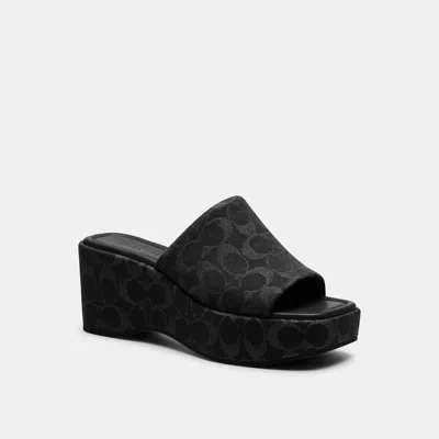 Coach Outlet Phoebe Platform Sandal In Signature Denim In Black