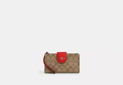 Coach Outlet Phone Wallet In Colorblock Signature Canvas In Green