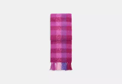 Coach Outlet Plaid Oversized Muffler In Purple