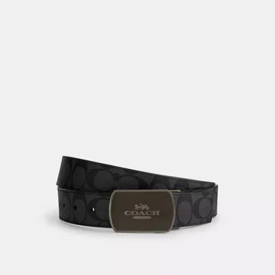Coach Outlet Plaque Buckle Cut To Size Reversible Belt, 38 Mm In Black