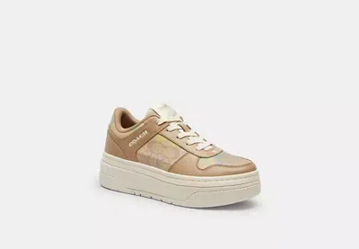 Coach Outlet Platform Sneaker In Rainbow Signature Canvas In Neutral