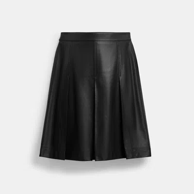 Coach Outlet Pleated Leather Midi Skirt In Black
