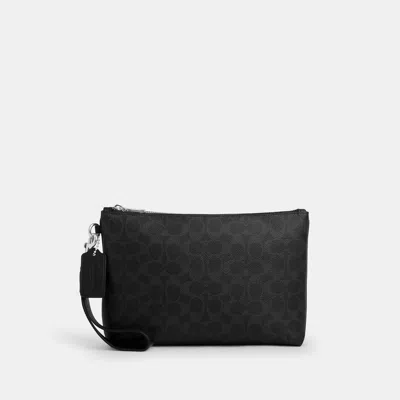 Coach Outlet Pouch In Signature Canvas In Black