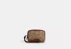 Coach Outlet Pouch Wristlet In Signature Canvas In Brown