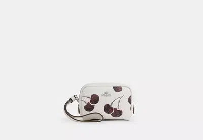 Coach Outlet Pouch Wristlet With Cherry Print In White