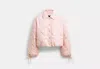 Coach Outlet Quilted Blouson Jacket In Recycled Nylon In Pink