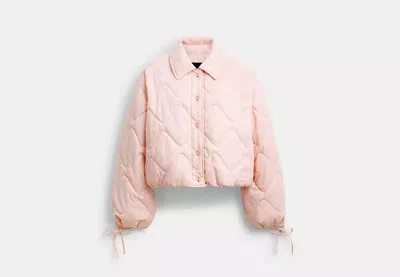 Coach Outlet Quilted Blouson Jacket In Recycled Nylon In Pink