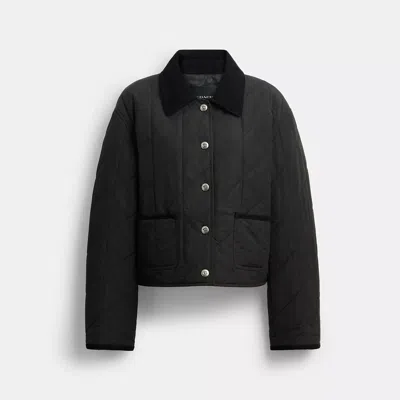 Coach Outlet Quilted Jacket With Corduroy Collar In Black