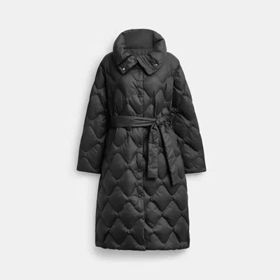 Coach Outlet Quilted Long Puffer In Recycled Nylon In Black
