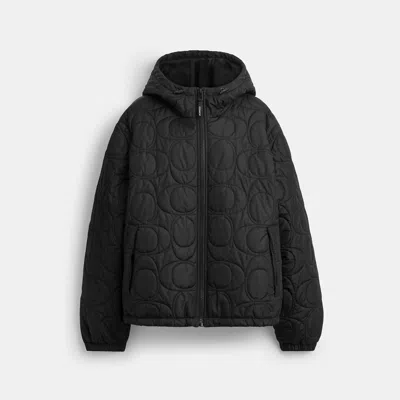 Coach Outlet Quilted Signature Puffer Jacket In Recycled Polyester In Black