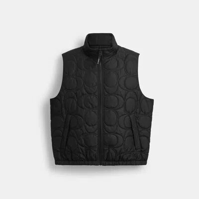 Coach Outlet Quilted Signature Puffer Vest In Recycled Polyester In Black