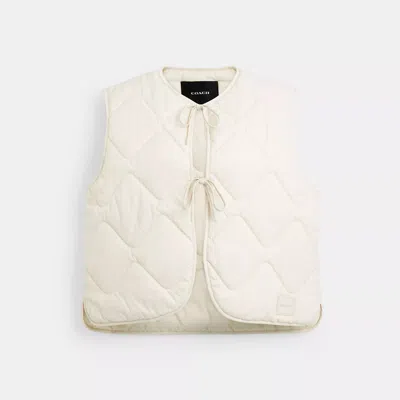 Coach Outlet Quilted Tie Front Vest In Grey