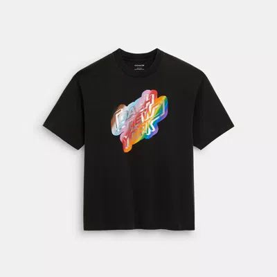 Coach Outlet Rainbow New York T Shirt In Organic Cotton In Black