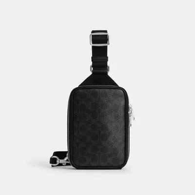 Coach Outlet Ray Pack In Signature Canvas In Silver/black Signature