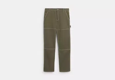 Coach Outlet Relaxed Straight Fit Twill Carpenter Pants In Organic Cotton And Recycled Polyester In Green