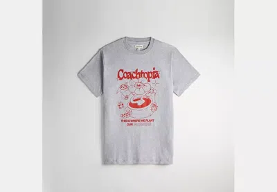 Coach Outlet Relaxed T-shirt With Flower Pot Print In Grey