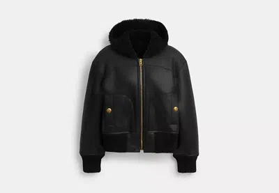 Coach Outlet Reversible Shearling Hoodie In Black