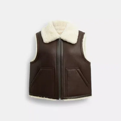 Coach Outlet Reversible Shearling Vest In Brown