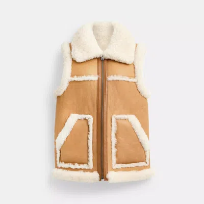 Coach Outlet Reversible Shearling Vest In Multi