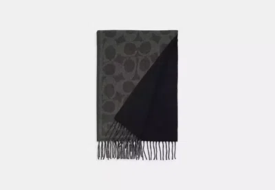 Coach Outlet Reversible Signature Cashmere Muffler In Black