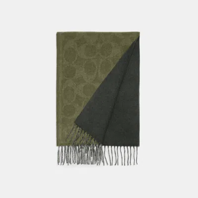 Coach Outlet Reversible Signature Cashmere Muffler In Green