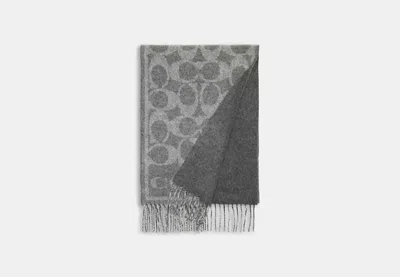 Coach Outlet Reversible Signature Cashmere Muffler In Grey