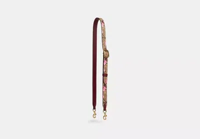 Coach Outlet Reversible Strap In Signature Canvas With Cherry Print In Brown