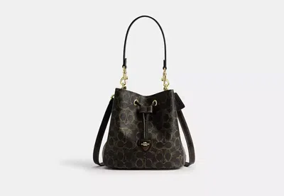 Coach Outlet Rowan Bucket Bag In Loved Signature Canvas With Charms In Gold