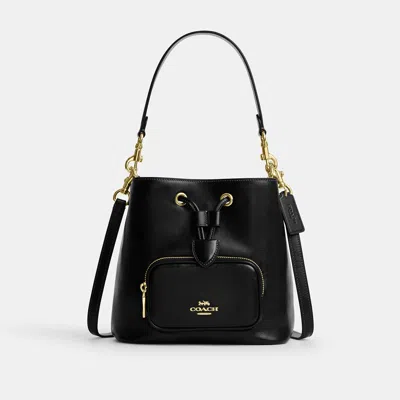 Coach Outlet Rowan Bucket Bag With Pocket In Gold/black