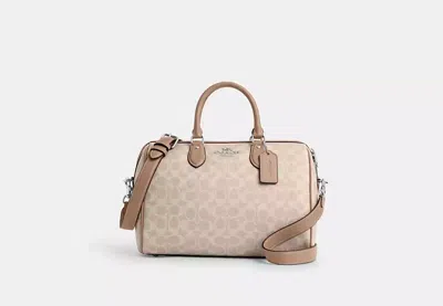 Coach Outlet Rowan Large Satchel Bag In Signature Canvas In Beige
