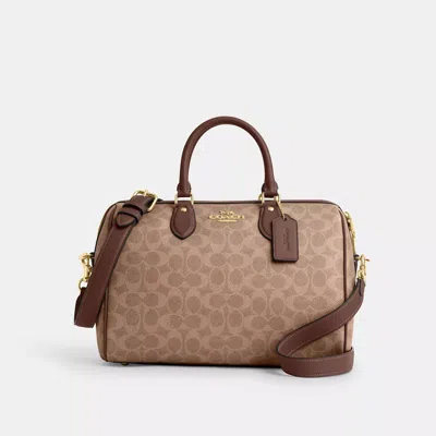 Coach Outlet Rowan Large Satchel Bag In Signature Canvas In Beige