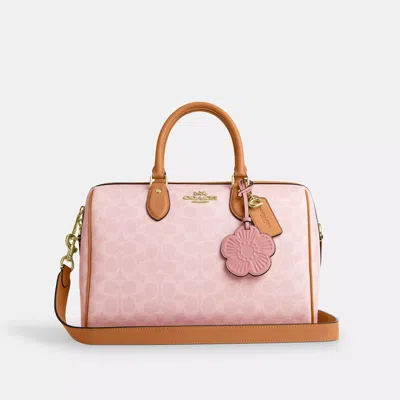 Coach Outlet Rowan Large Satchel Bag In Signature Canvas With Charms In Multi