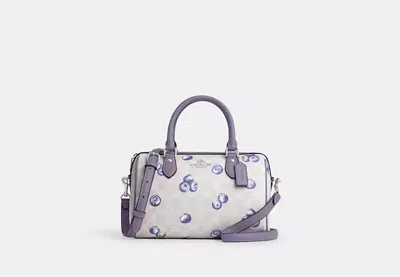 Coach Outlet Rowan Satchel Bag In Signature Canvas With Blueberry Print In Brown