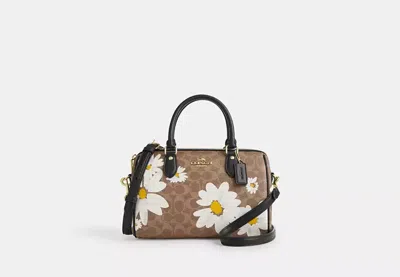 Coach Outlet Rowan Satchel Bag In Signature Canvas With Floral Print In Brown