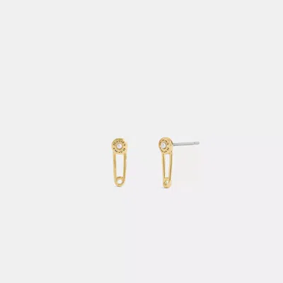 Coach Outlet Safety Pin Stud Earrings In Gold