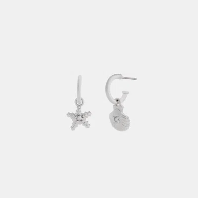Coach Outlet Seashells Huggie Earrings In Silver