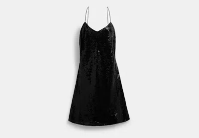 Coach Outlet Sequin Short Cami Dress In Black