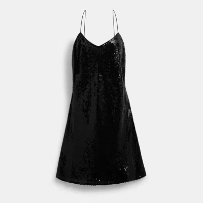Coach Outlet Sequin Short Cami Dress In Black