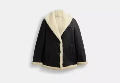 Coach Outlet Shawl Collar Shearling Coat In Black