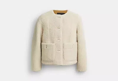 Coach Outlet Shearling Cardigan Jacket In White