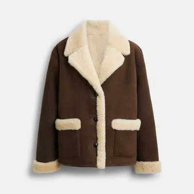Coach Outlet Shearling Jacket In Brown