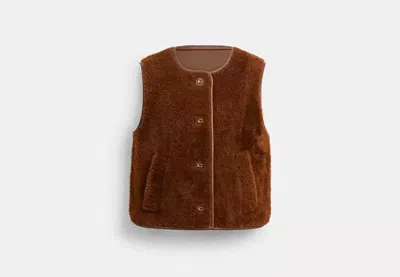 Coach Outlet Shearling Vest In Brown