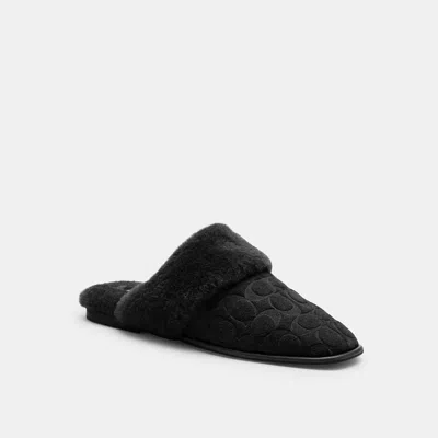 Coach Outlet Sherpa Flat Mule In Signature Suede In Black