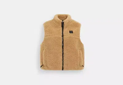 Coach Outlet Sherpa Vest In Recycled Polyester In Beige