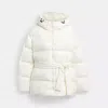 Coach Outlet Short Puffer With Belt In Recycled Polyester In White