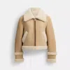 Coach Outlet Short Shearling Jacket In Beige