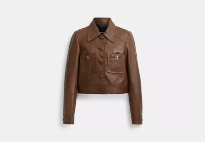 Coach Outlet Shrunken Leather Jacket In Brown